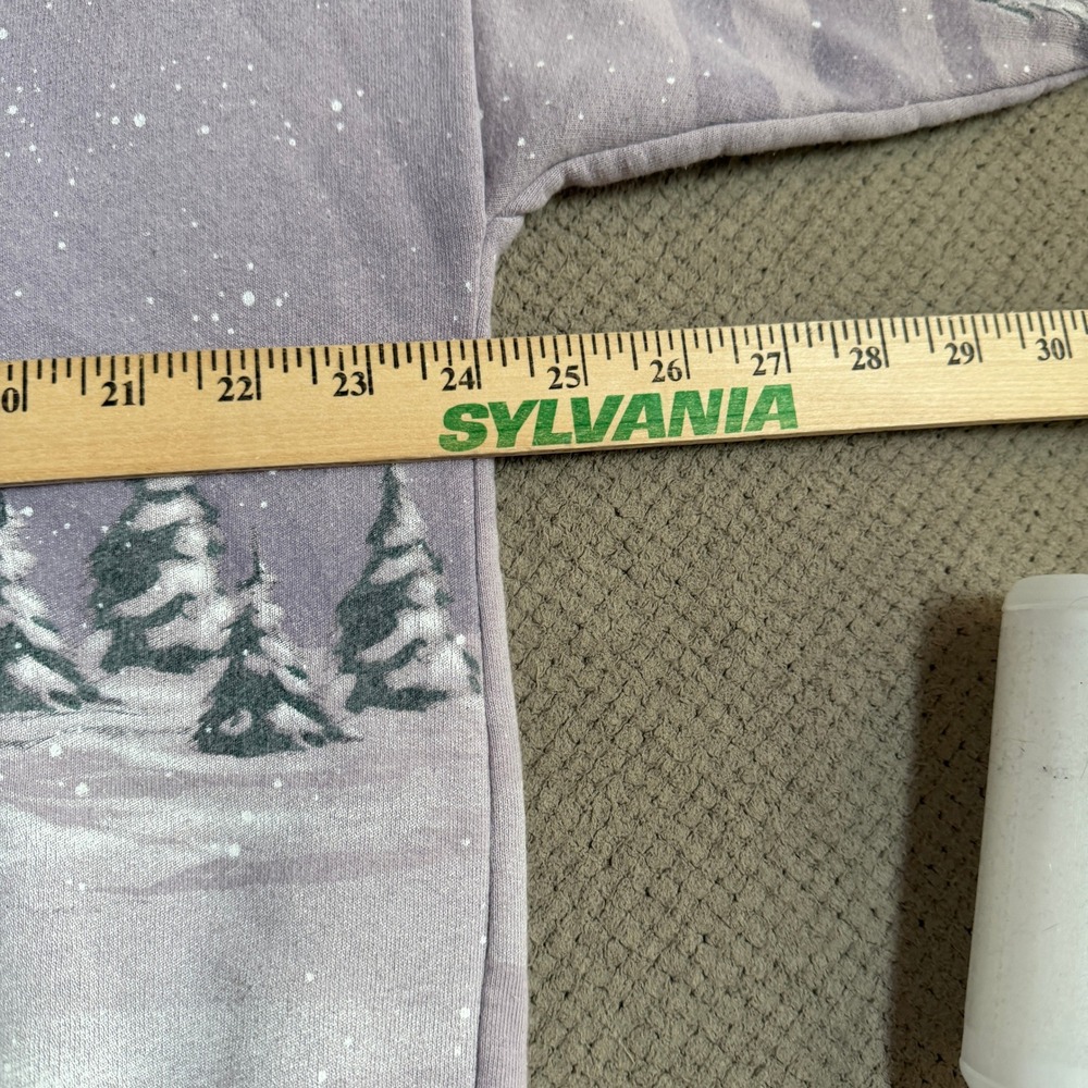Vintage 1990s Winter Scene Graphic Sweatshirt Purple Oversized XL - Picture 7 of 7